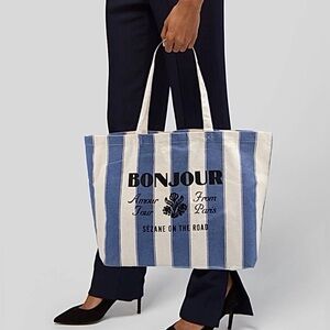 Sezane NWOT Blue and White Striped Tote Bag